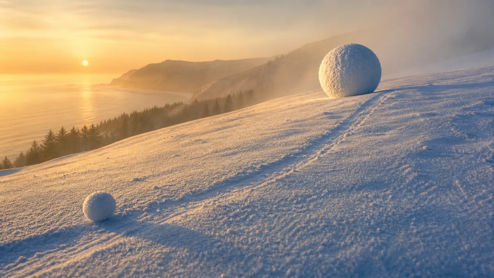 Snowball — 転がし続ける設計。長い坂を転がる雪玉と、雪が積もる軌跡